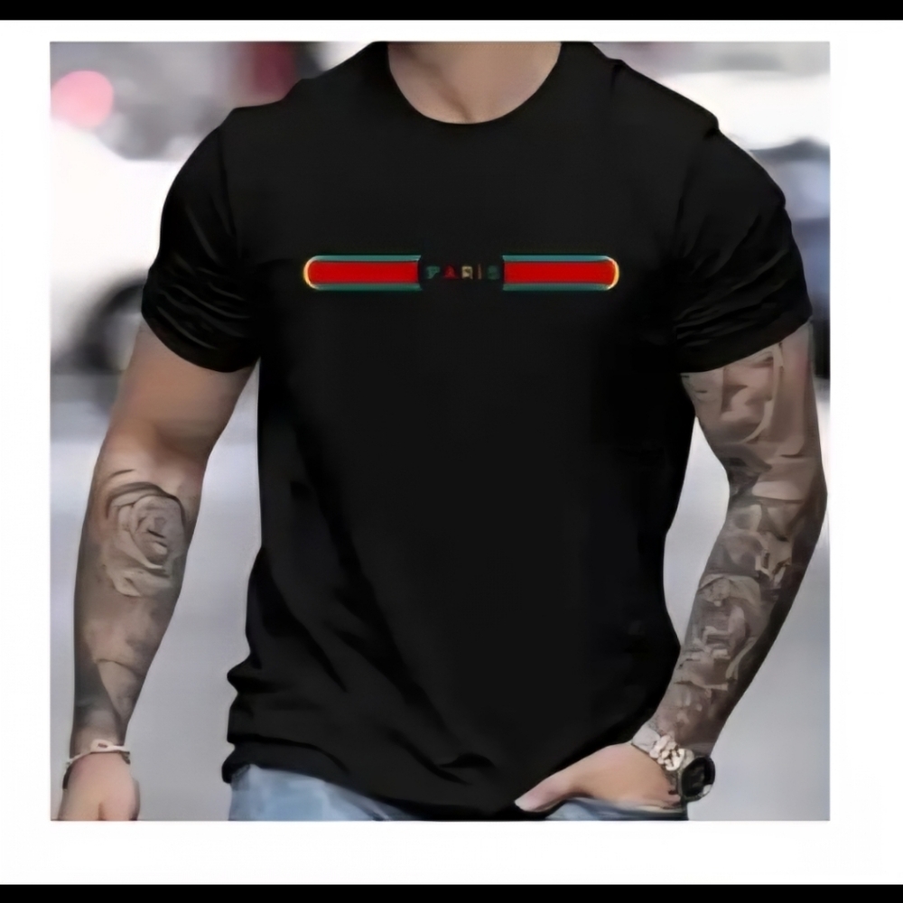 Men Black Paris Graphic T-Shirt SIZE 2XL-44